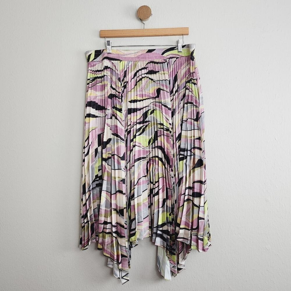 Ted Baker NWT Miiah Pleated Handkerchief Skirt Pink Floral Midi Plus 6 XL 16